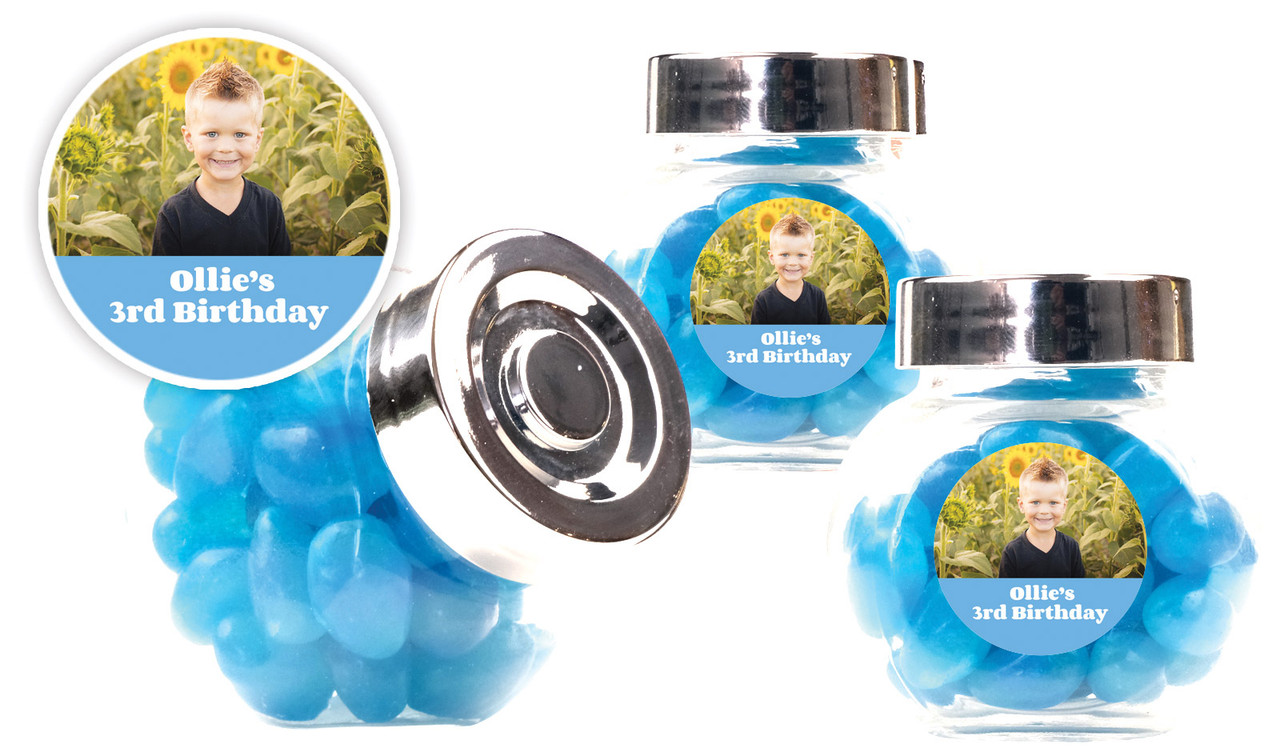 Add A Photo Boys Kids Party Personalised Mini Candy Jar