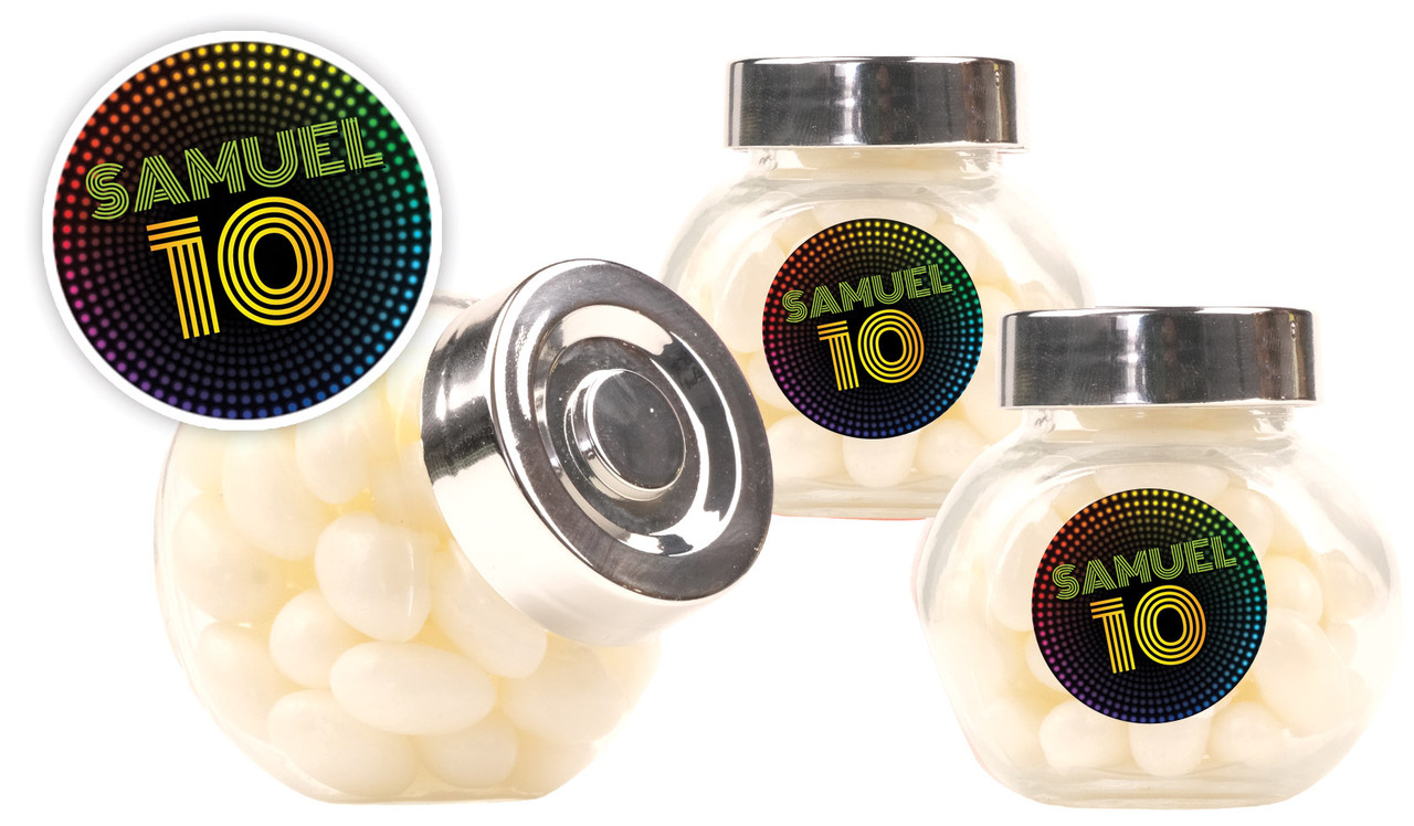 Disco Lights Kids Party Personalised Mini Candy Jar