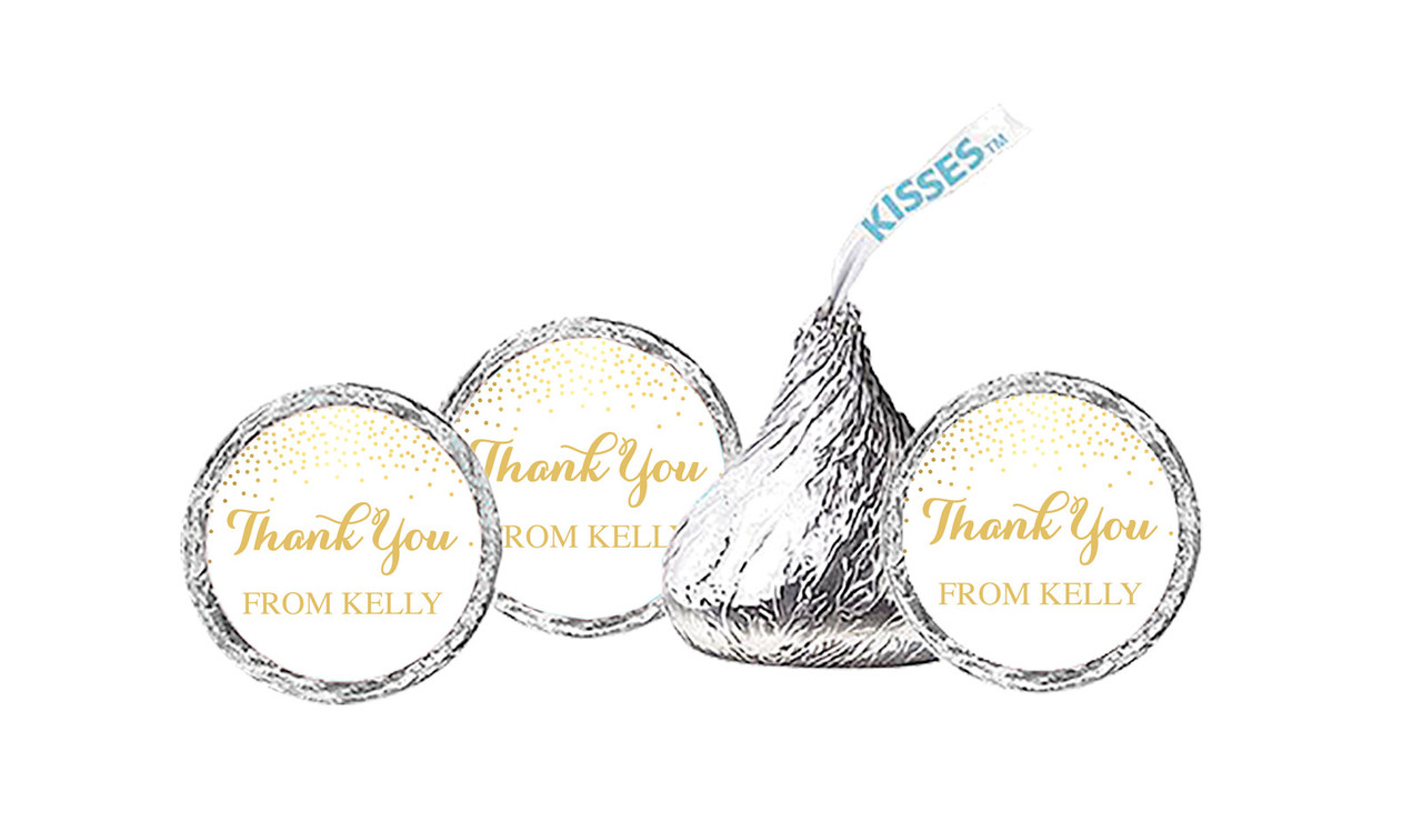 Gold Confetti Personalised Thank You Hersheys Kisses