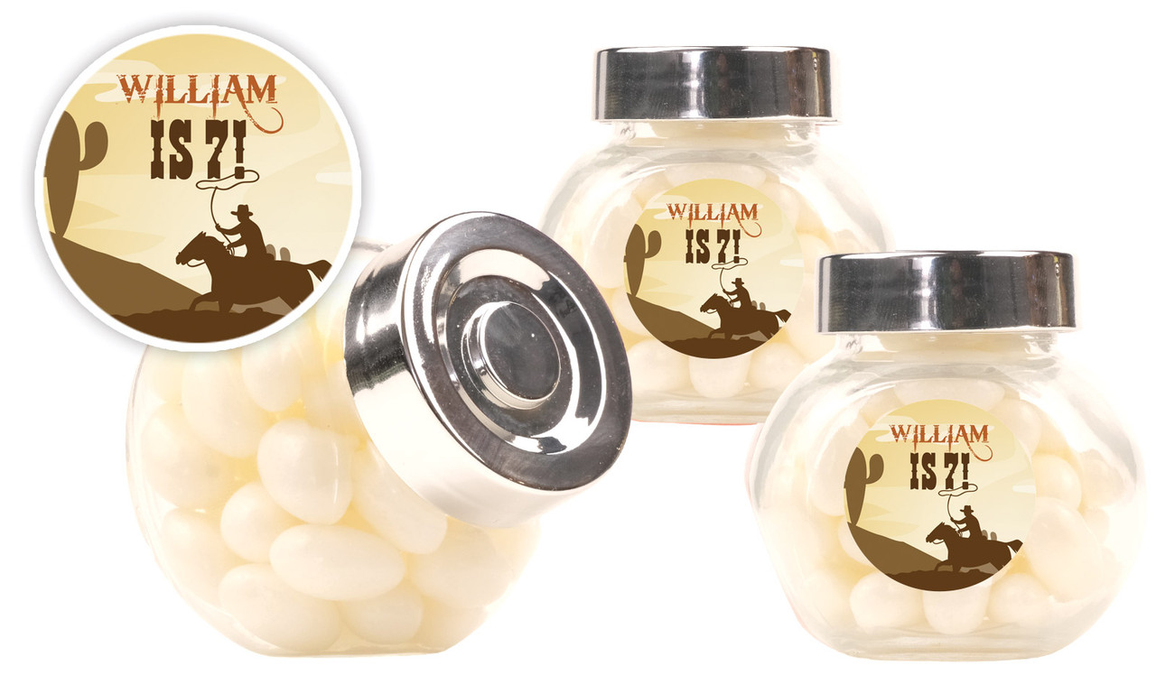 Cowboy Kids Party Personalised Mini Candy Jar