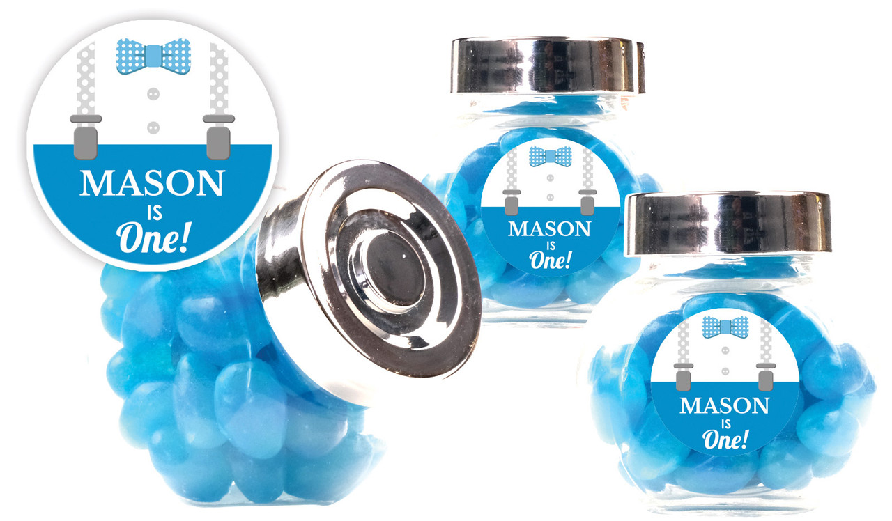 Little Man Kids Party Personalised Mini Candy Jar