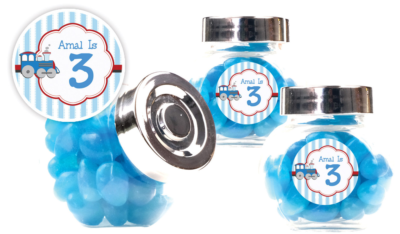 Toy Train Kids Party Personalised Mini Candy Jar