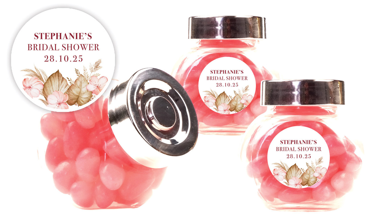 Tropical Bridal Shower Personalised Mini Candy Jar