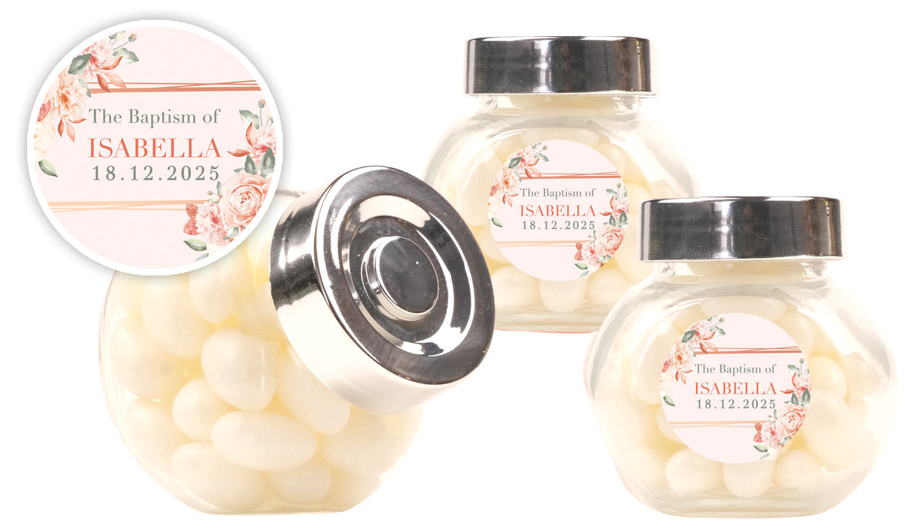 Classic Christening Personalised Mini Candy Jar