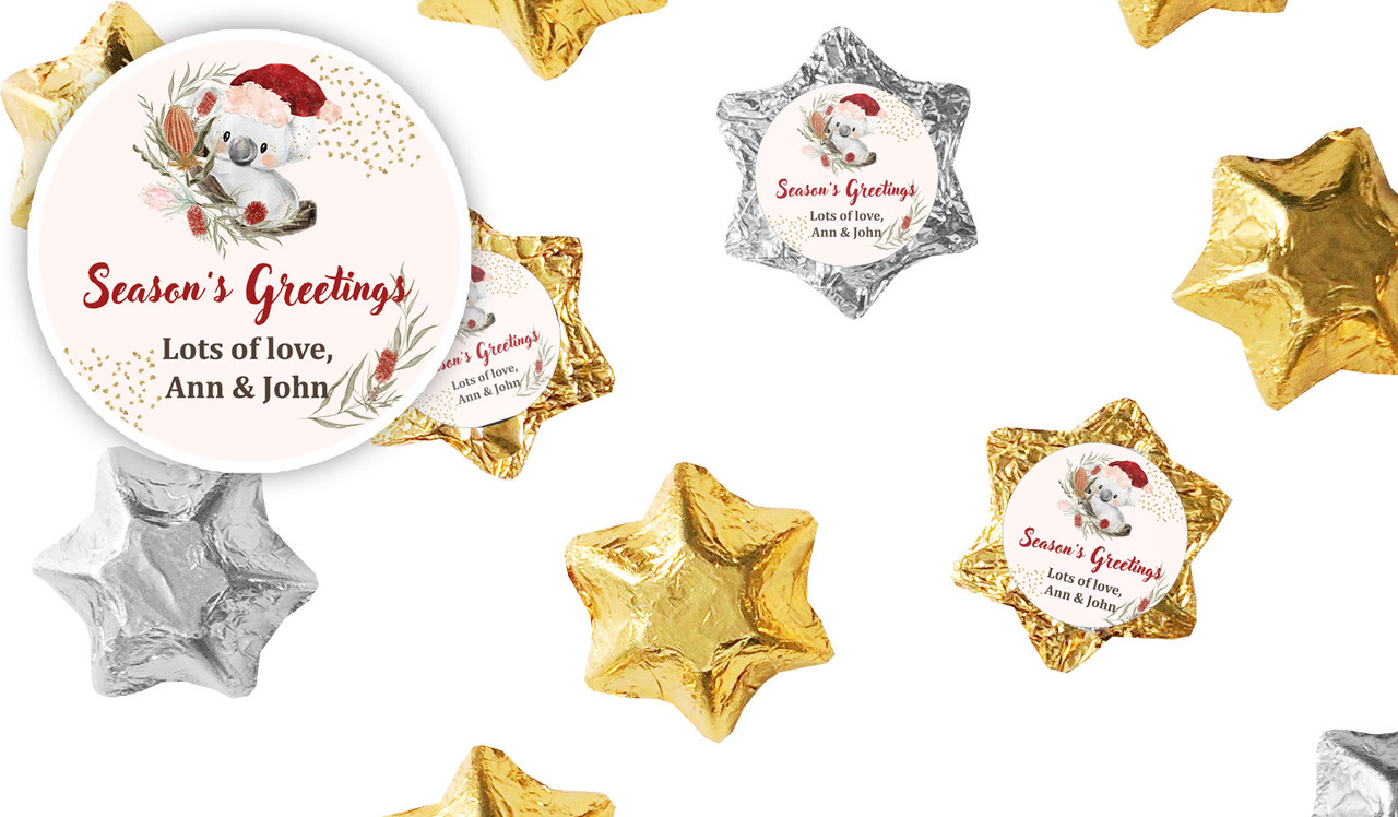 Koala Christmas Personalised Chocolate Stars