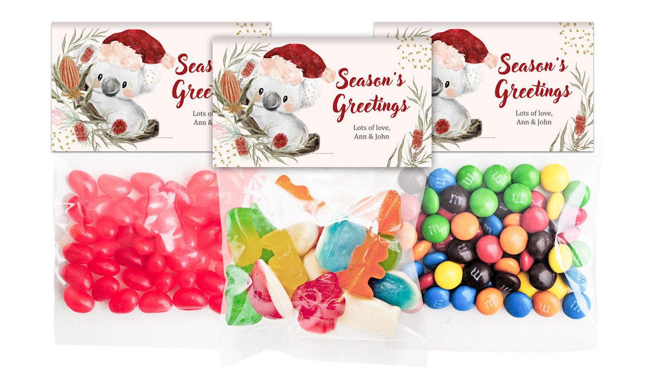 Koala Christmas Personalised Lolly Bag With Topper