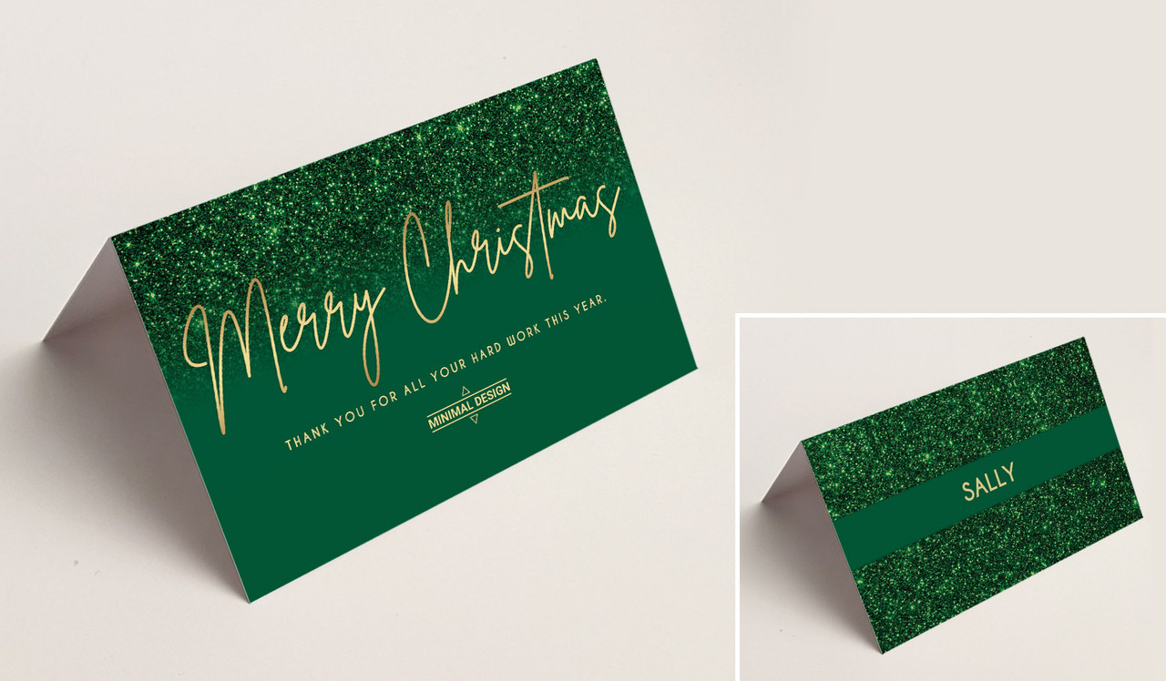 Glitter Christmas Place Cards With Guest Names