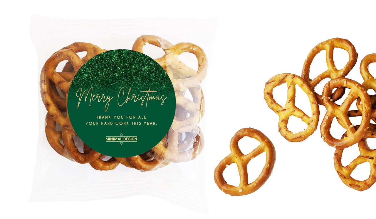 Glitter Christmas Personalised Bag Of Pretzels