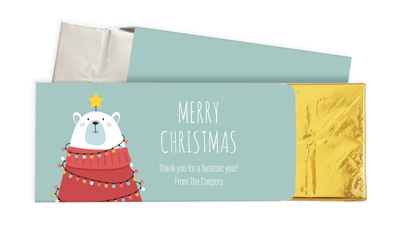 Polar Bear Christmas Personalised Chocolate Bar In A Box
