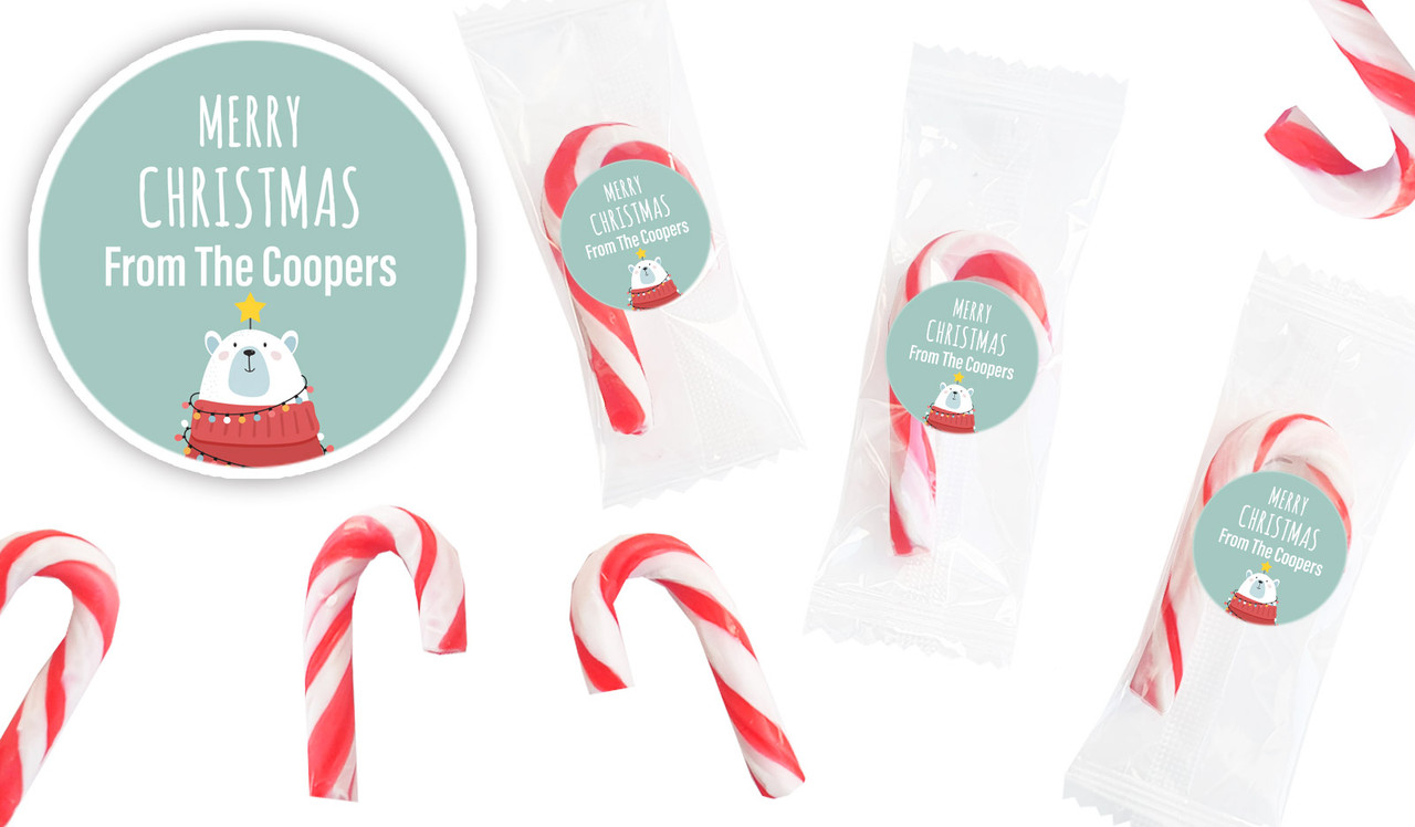 Polar Bear Personalised Mini Candy Canes
