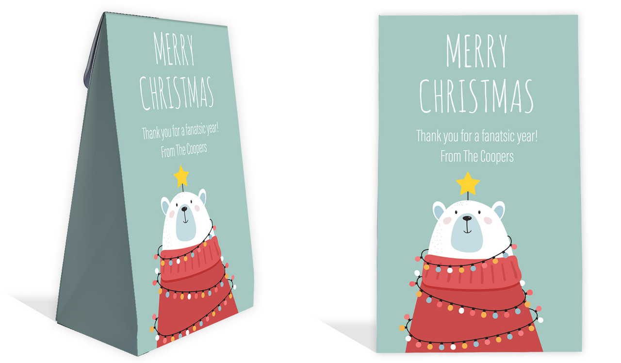Polar Bear Christmas Personalised Gusset Favour Bag