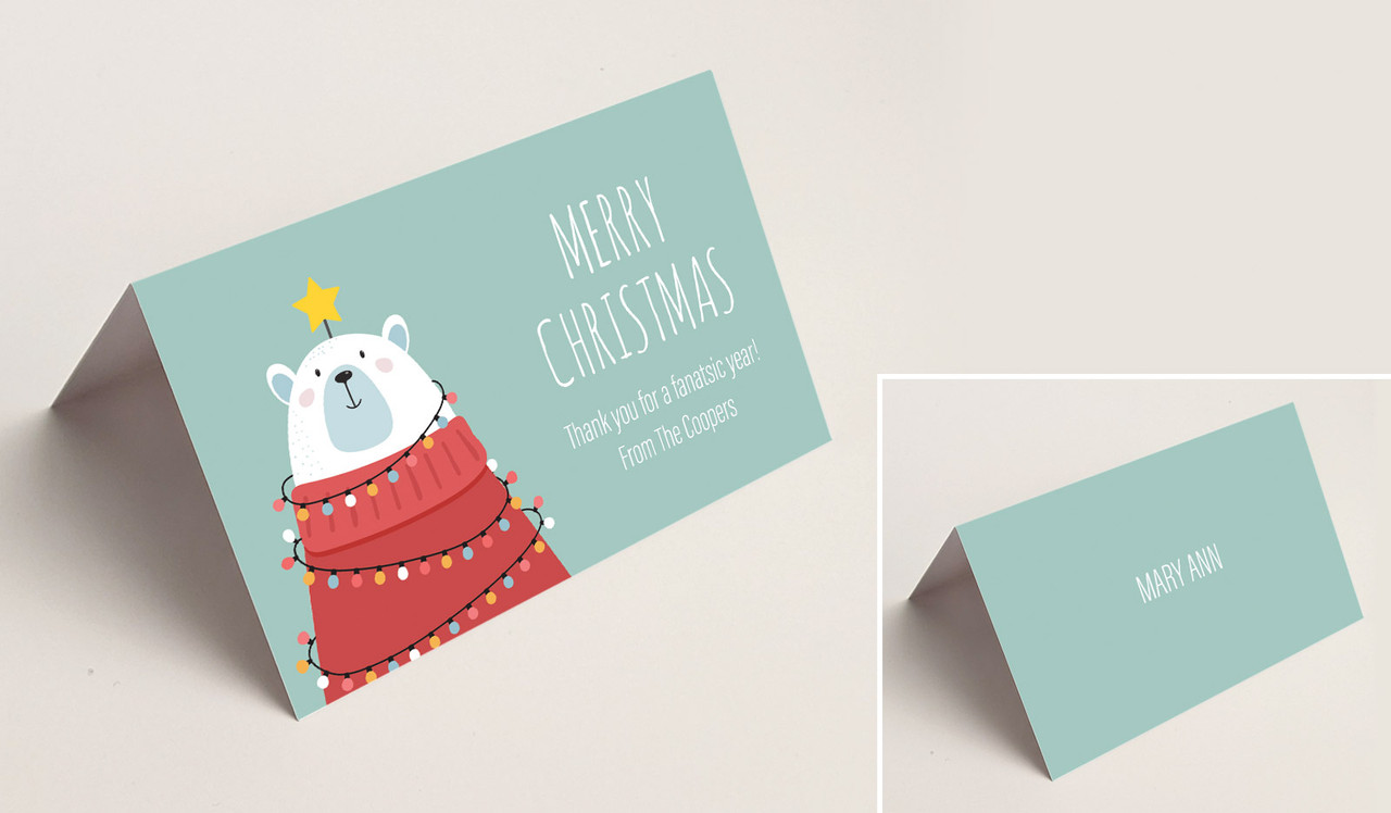Polar Bear Christmas Place Cards With Guest Names