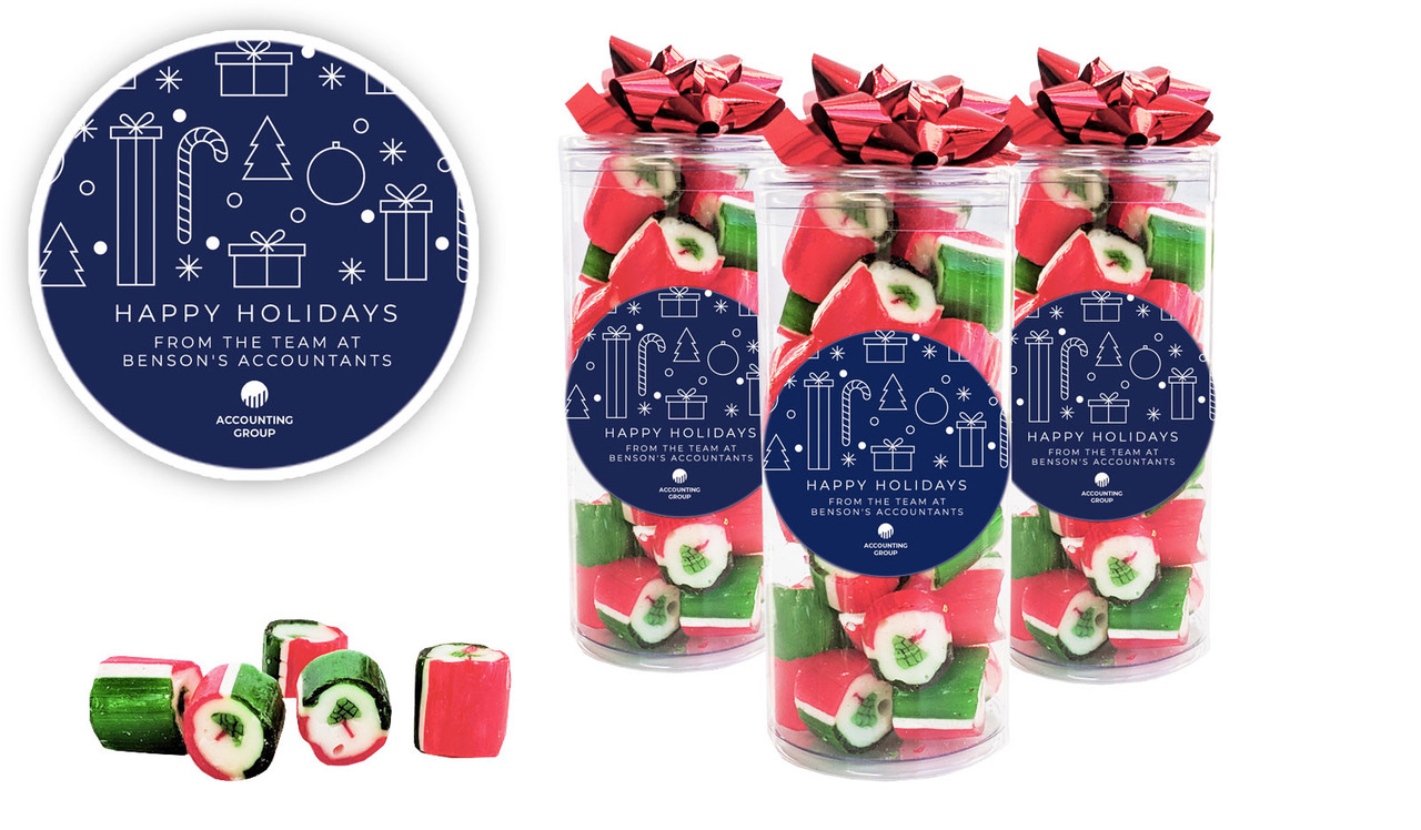 Seasonal Shapes Christmas Personalised Custom Rock Candy Tube