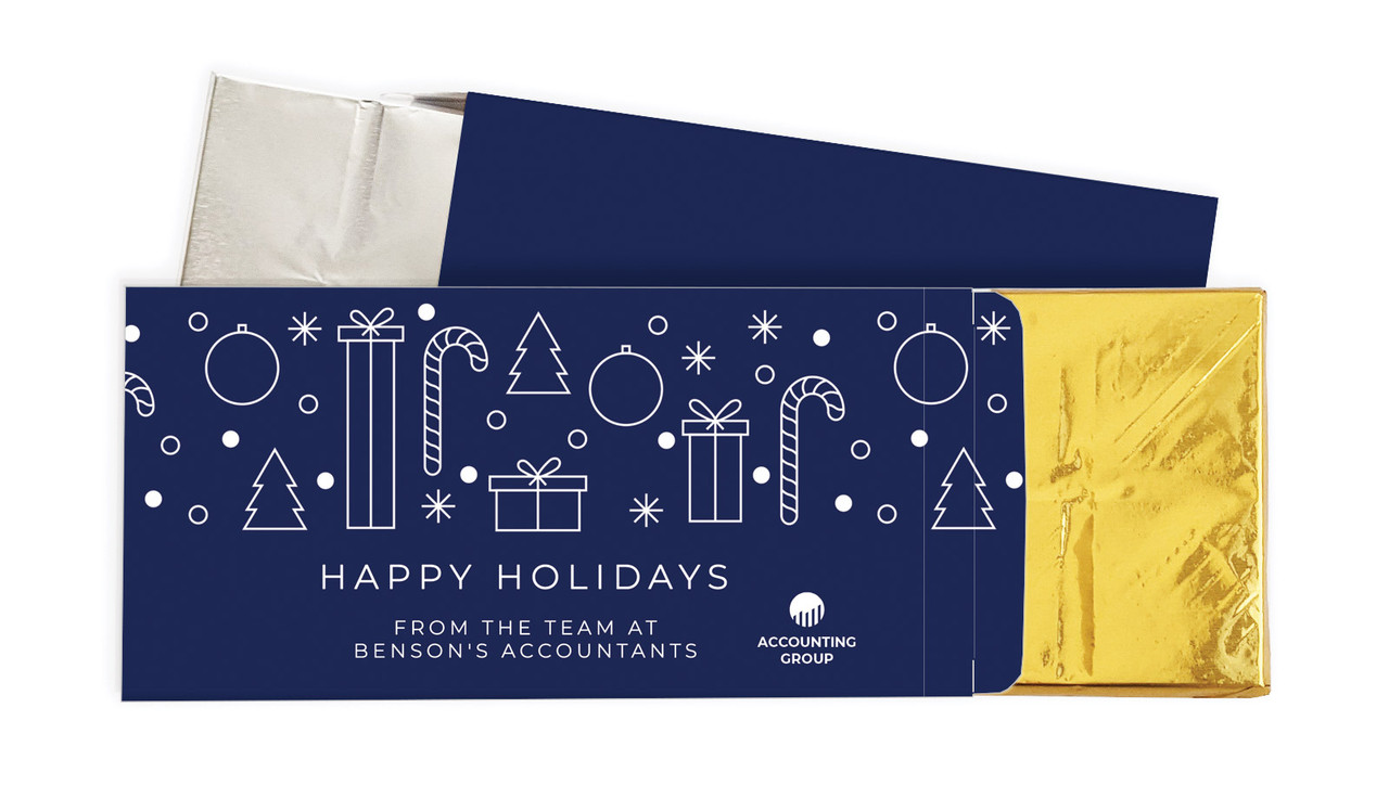 Seasonal Shapes Christmas Personalised Chocolate Bar In A Box