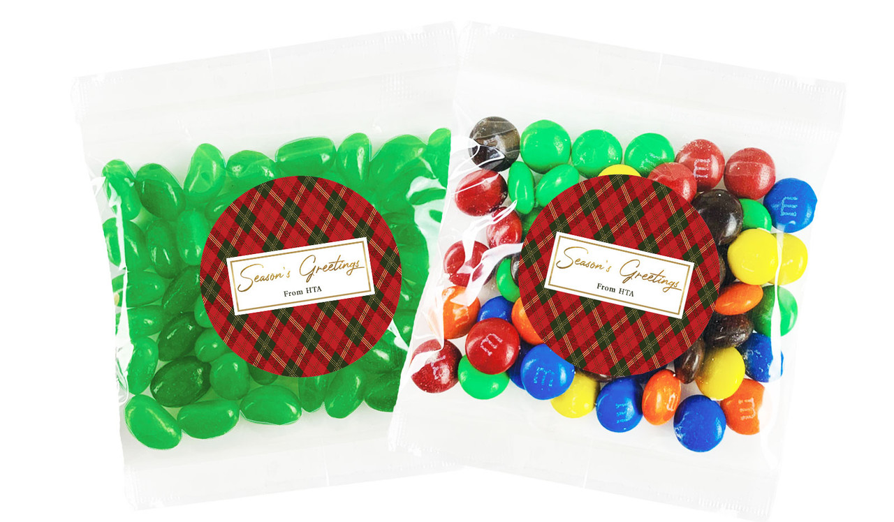 Tartan Christmas Personalised Lolly Bag Favour
