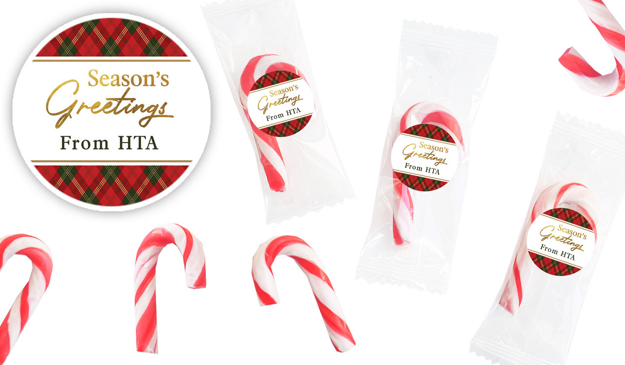 Tartan Personalised Mini Candy Canes