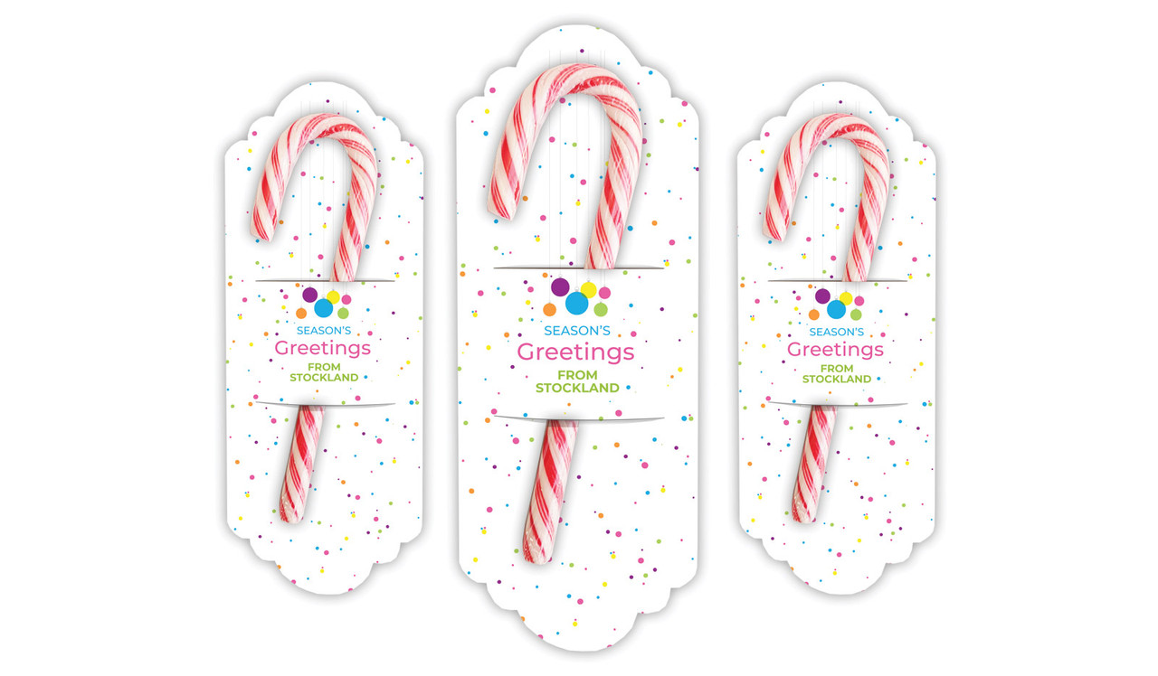 Vivid Baubles Christmas Personalised Candy Cane Card