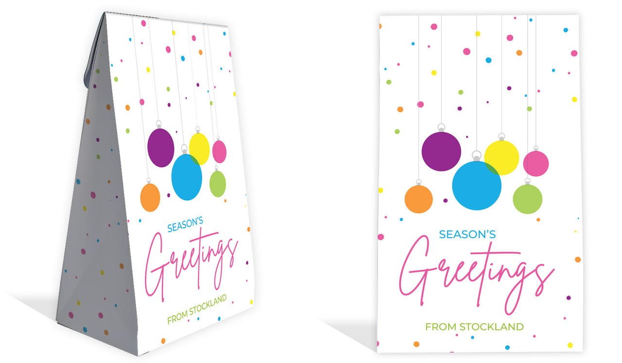 Vivid Baubles Christmas Personalised Gusset Favour Bag