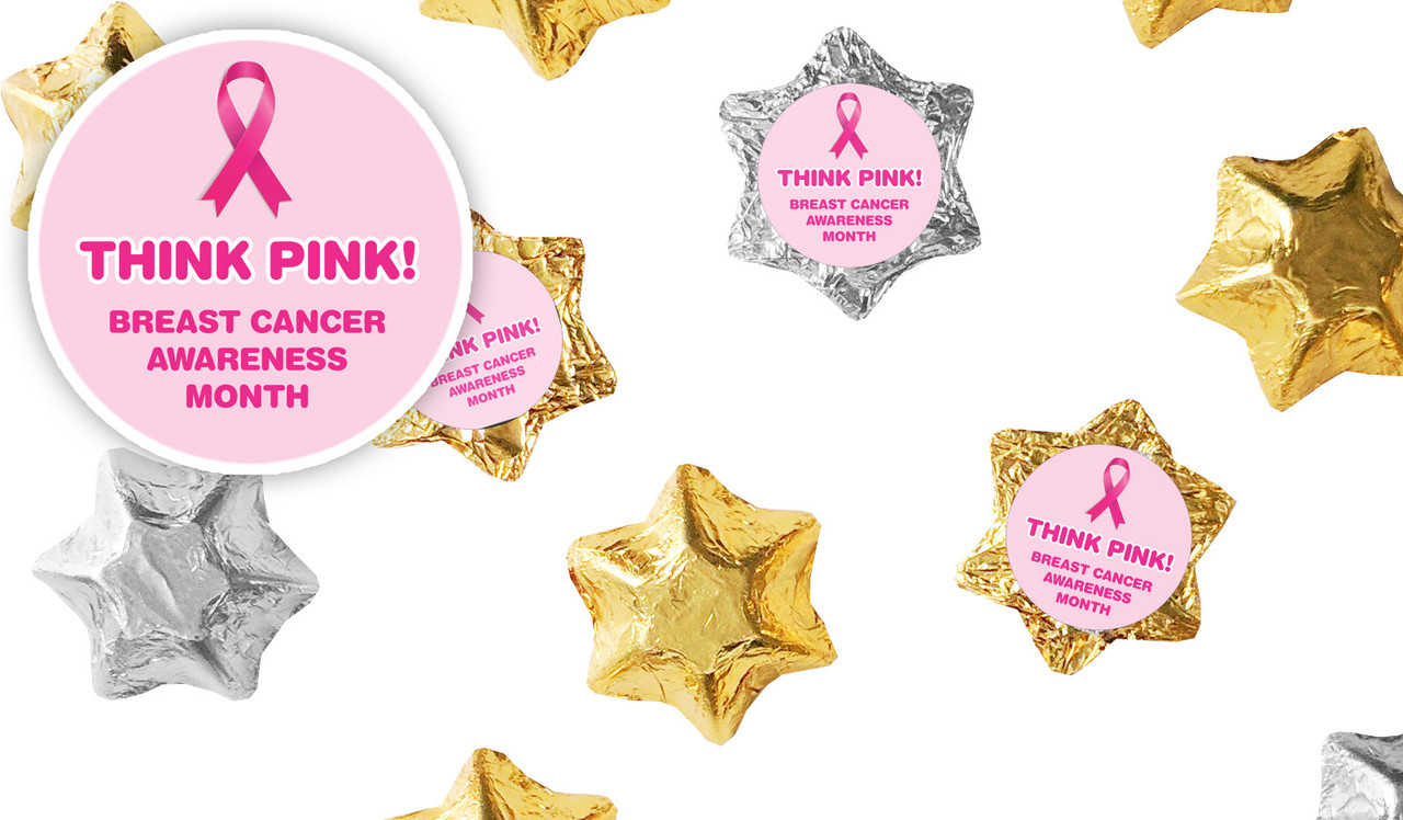Pink Ribbon Cancer Awareness Custom Chocolate Stars