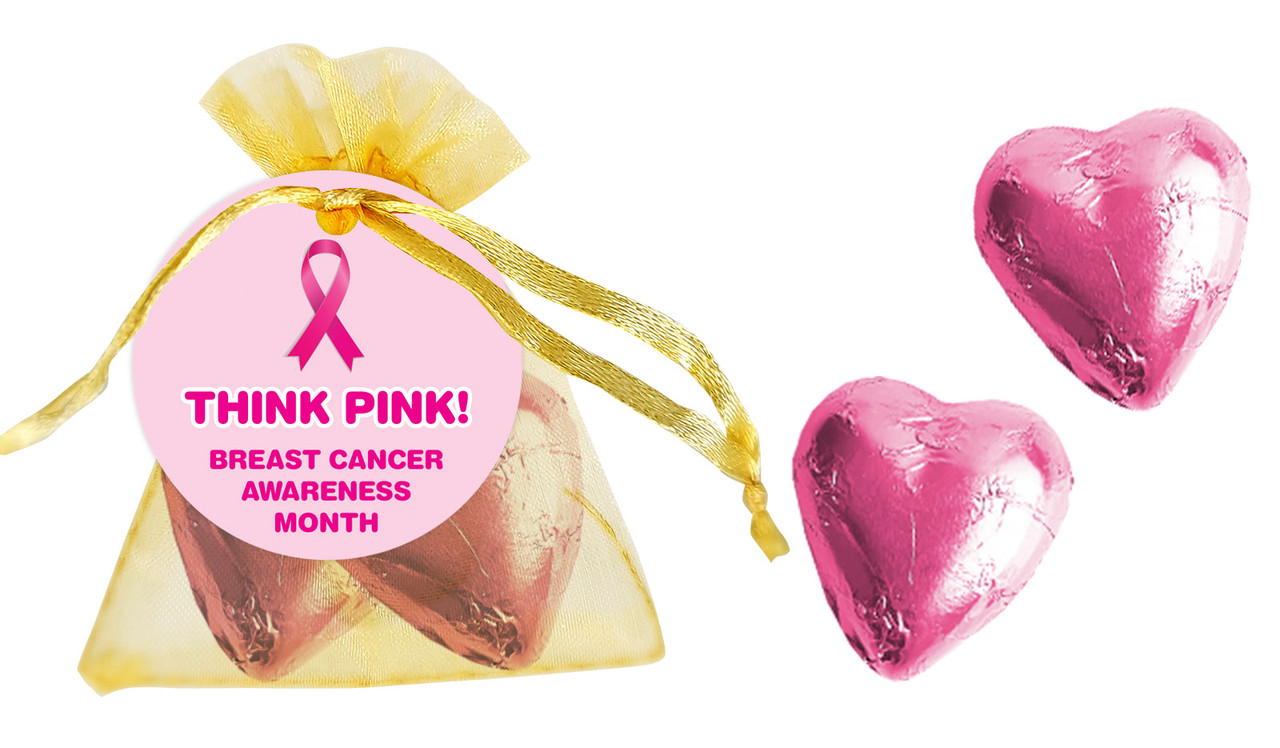 Pink Ribbon Cancer Awareness Custom Organza Bag