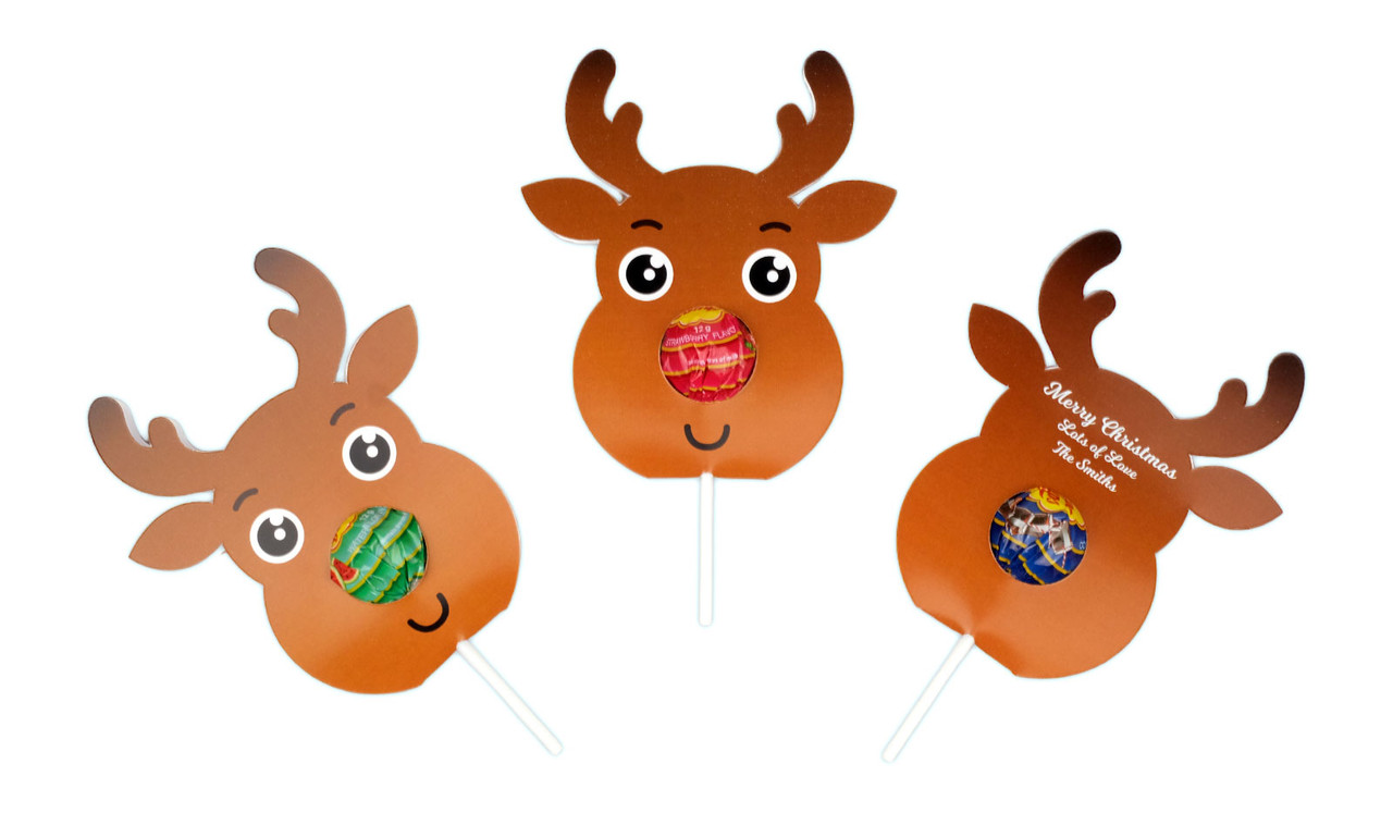 Reindeer Nose Chupa Chups In Personalised Pop Holder