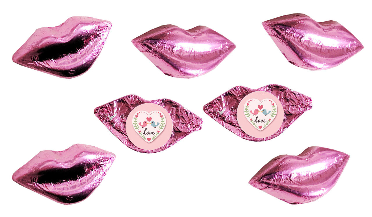 Chocolate Lips In Pink Foil
