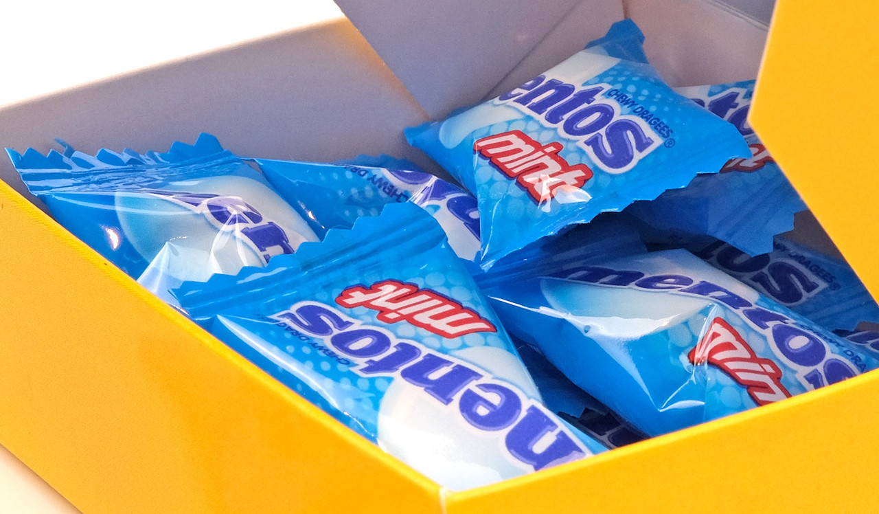 Individually wrapped Mentos TM mints