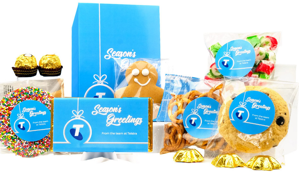 Branded 14-Piece Christmas Gift Box in blue branding