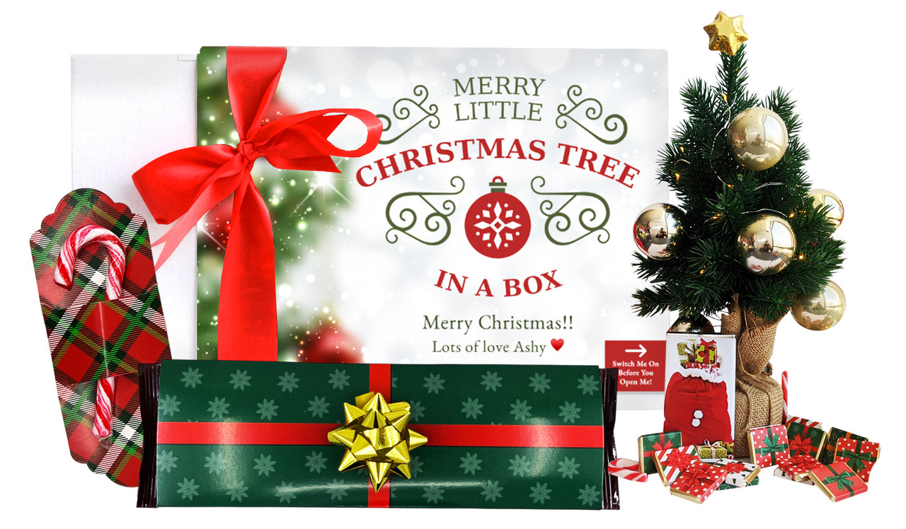 Christmas Tree In A Box Chocolate Hamper (With Lights)
