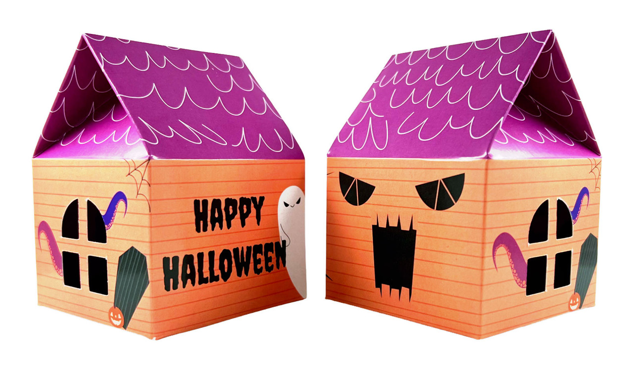 Custom 10cm Haunted House Box In Orange