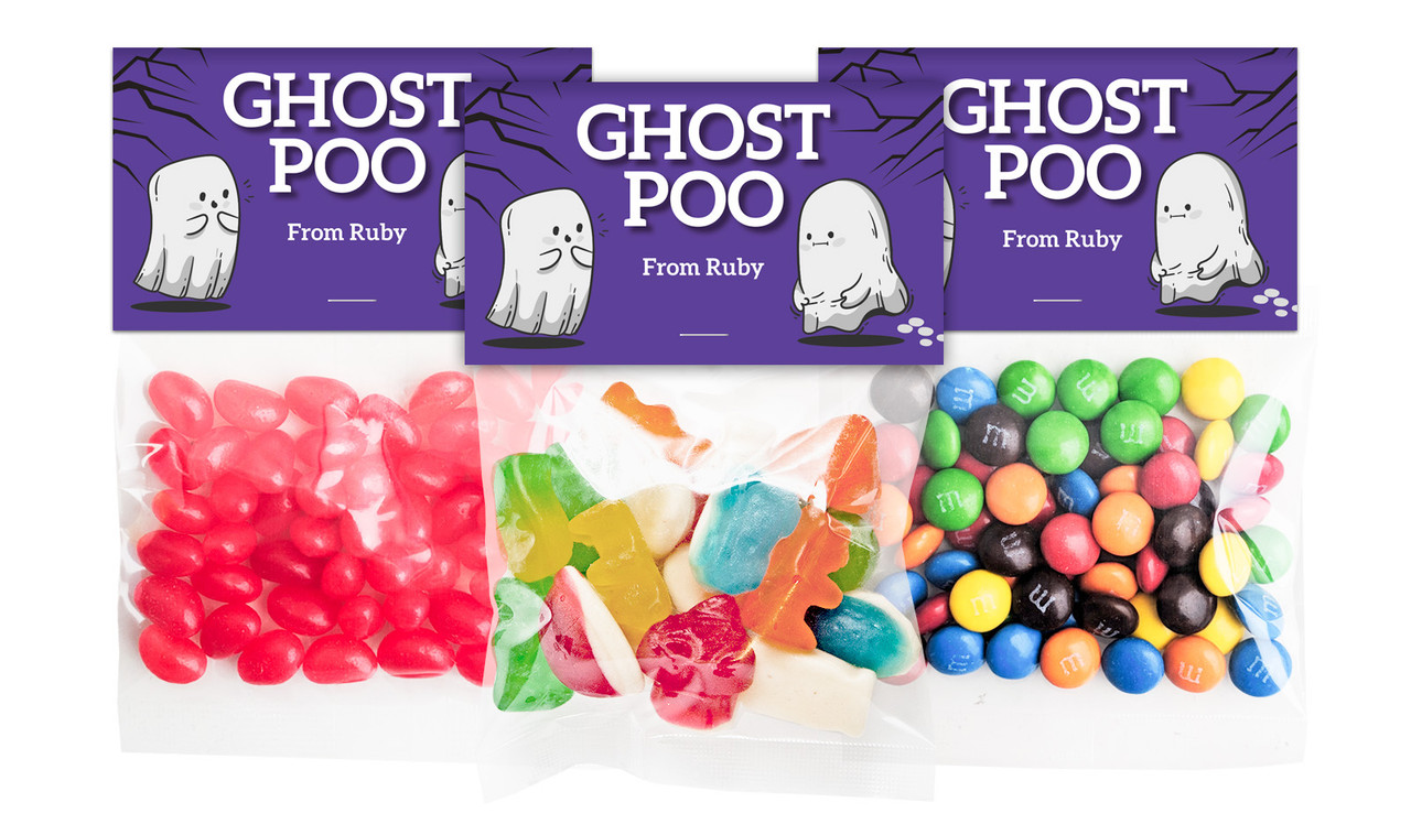 Ghost Poo Personalised Halloween Lolly Bags - Different Colour Options