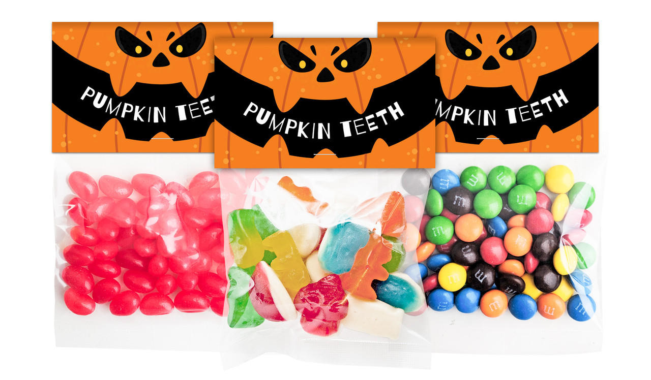 Pumpkin Teeth Personalised Halloween Lolly Bags - Choice Of Fillings