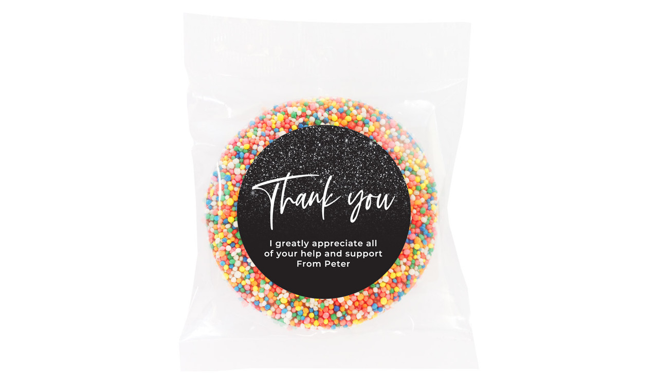 Black Glitter Thank You Chocolate Freckle