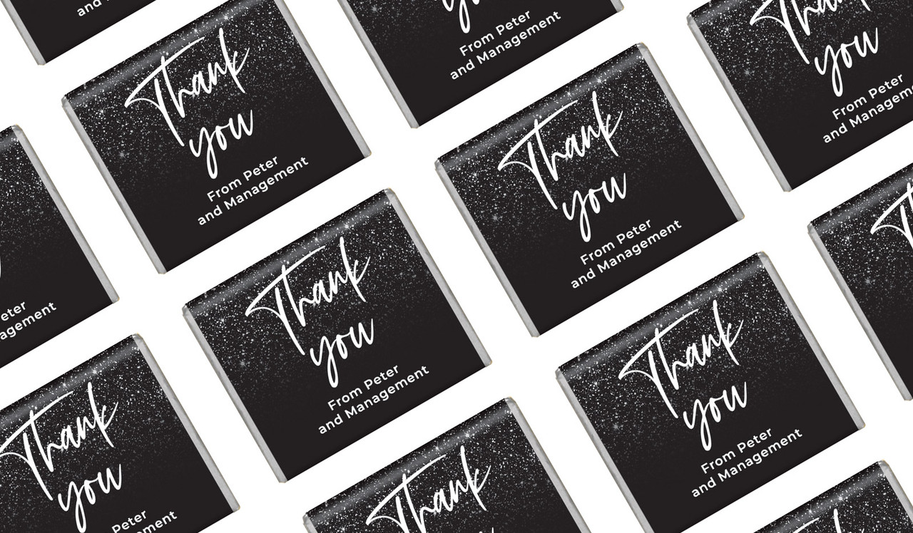 Black Glitter Personalised Thank You Mini Chocolate