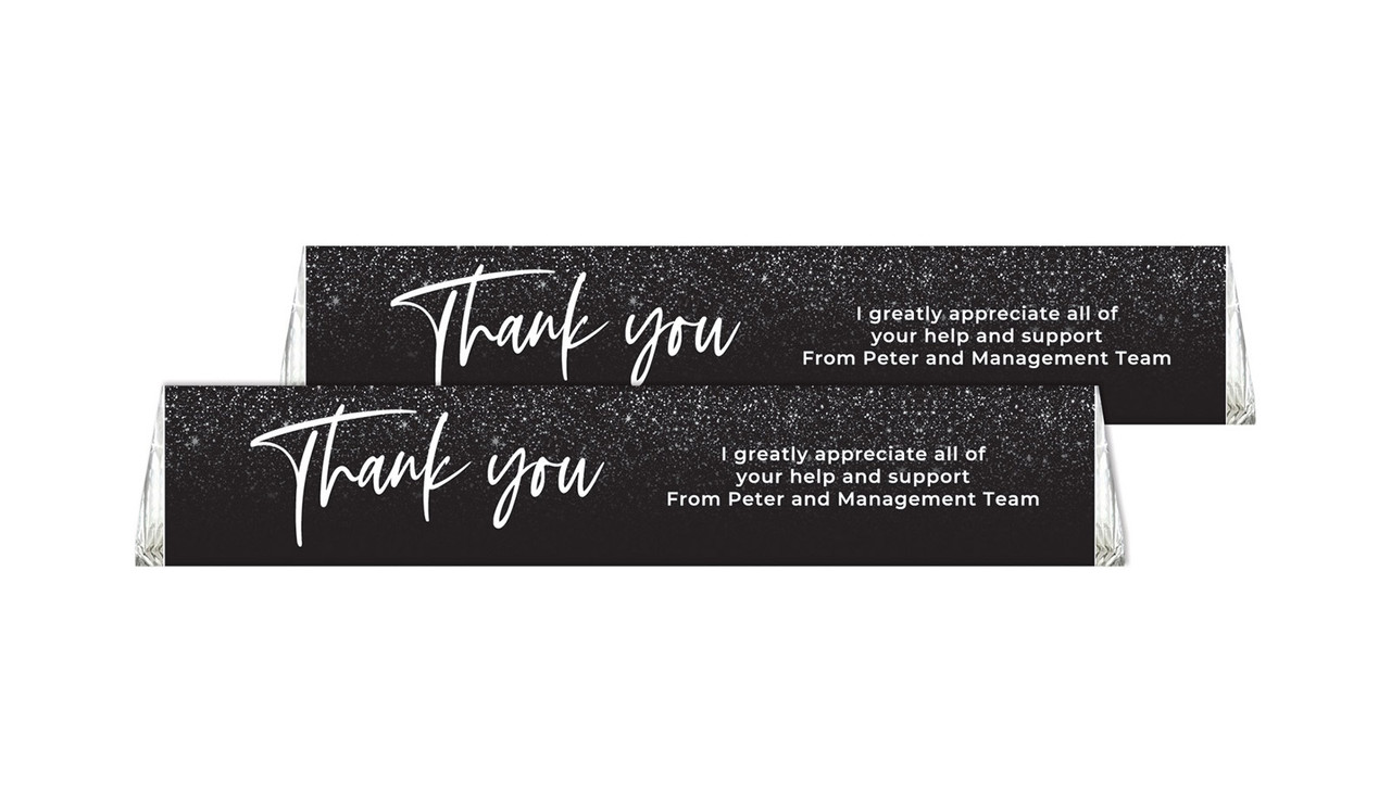 Black Glitter Personalised Toblerone Thank You Chocolates 50g