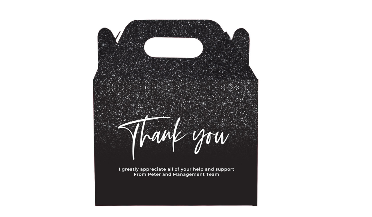 Black Glitter Personalised Gable Favour Box