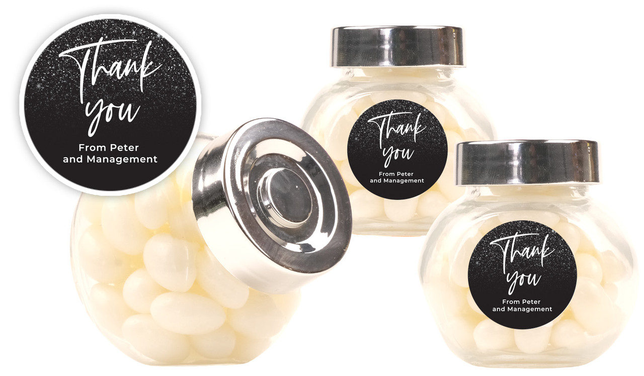 Black Glitter Personalised Mini Candy Jar