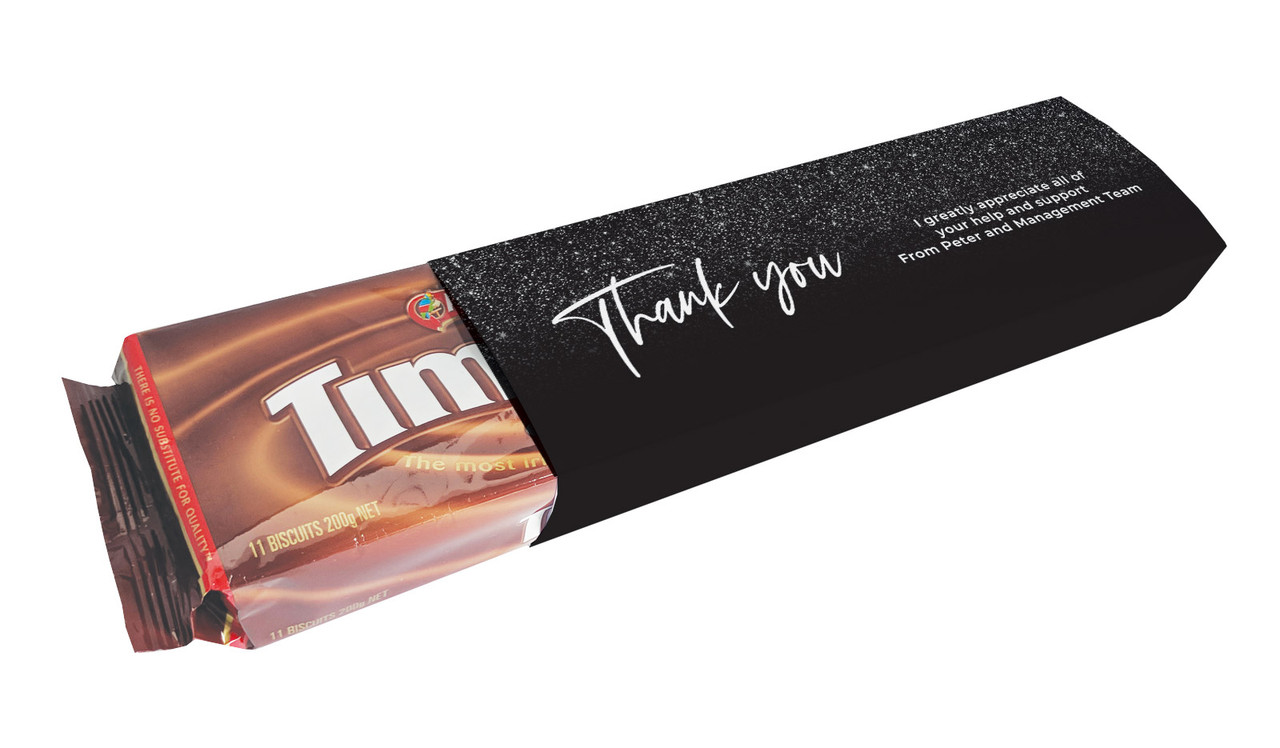 Black Glitter Thank You Custom Packet Of TimTams TM