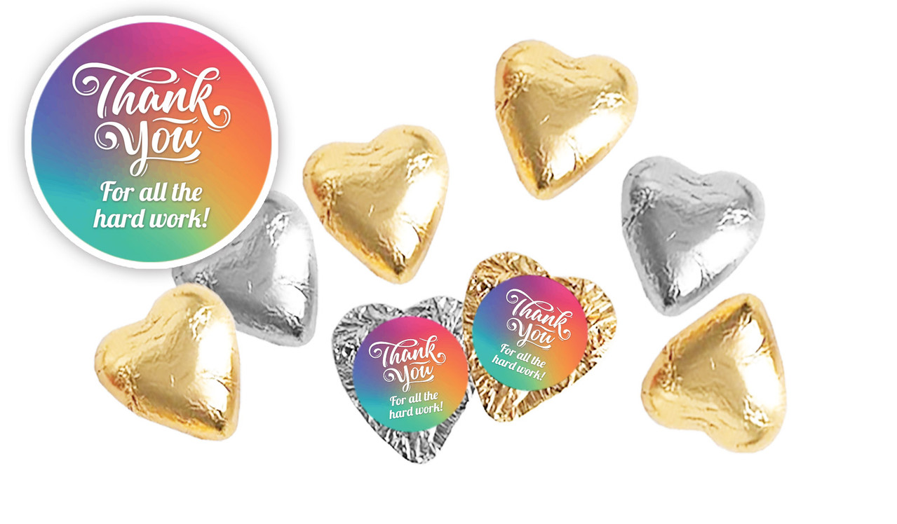 Colourful Personalised Thank You Chocolate Hearts