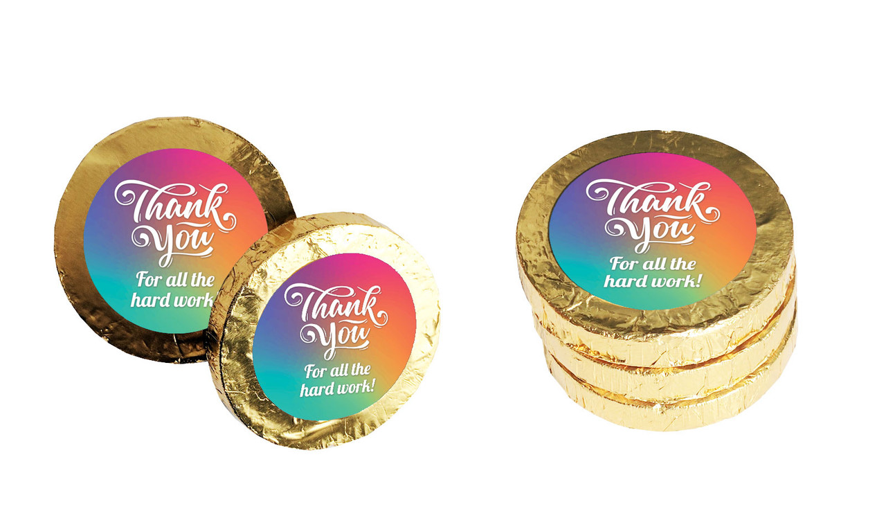 Colourful Thank You Chocolate Coins (Gold Or Silver)