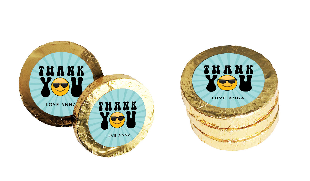 Emoji Thank You Chocolate Coins (Gold Or Silver)