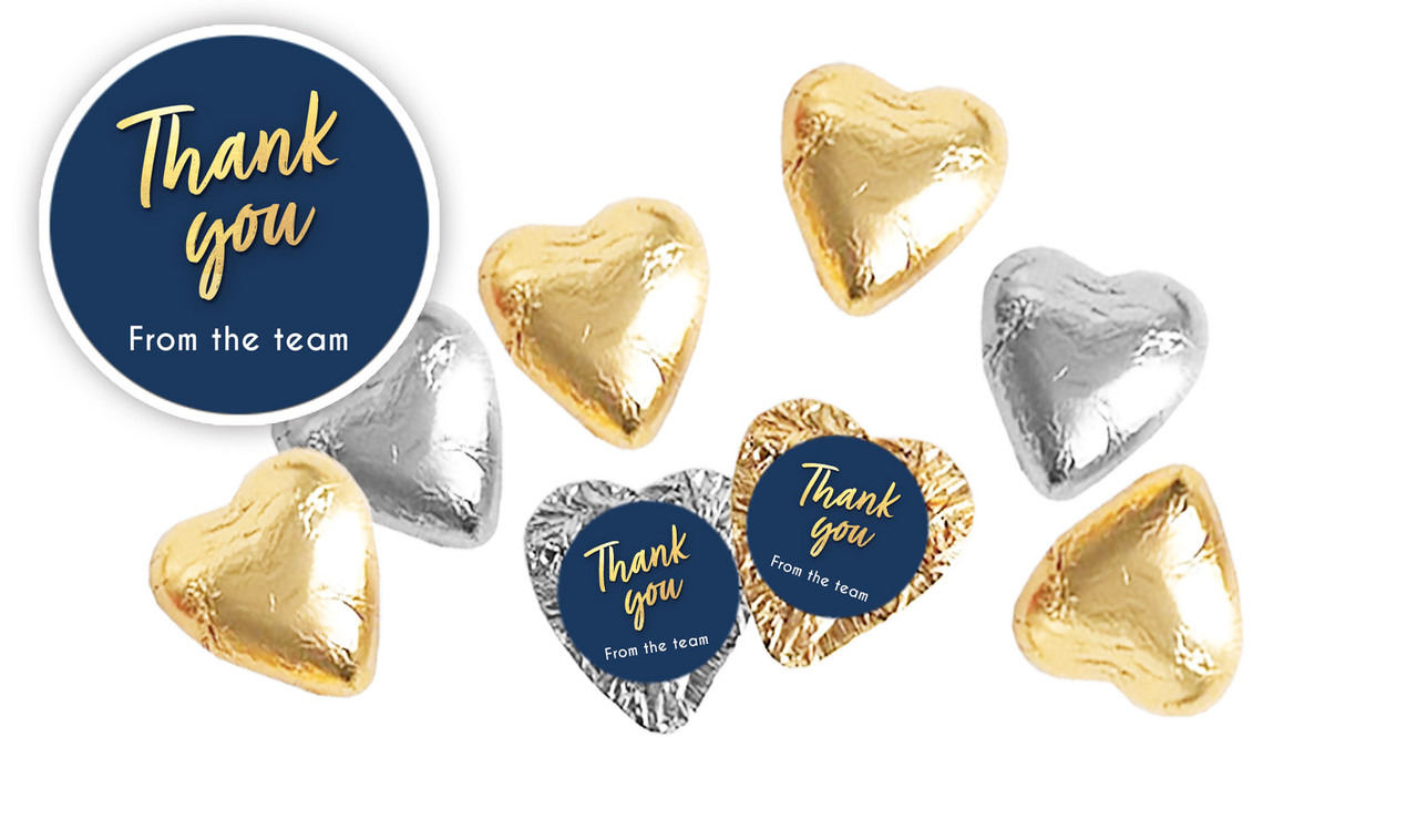 Golden Personalised Thank You Chocolate Hearts