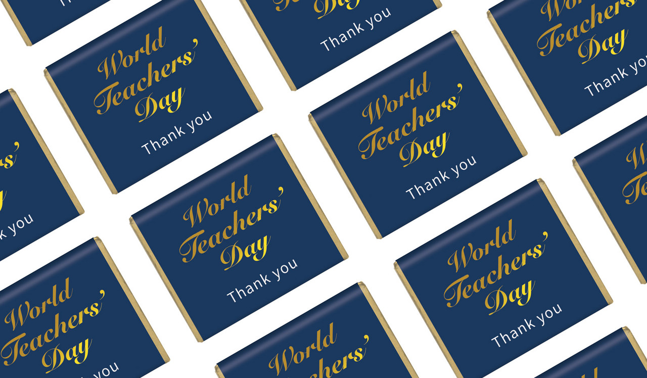 Simple Blue Personalised Teachers Day Mini Chocolate