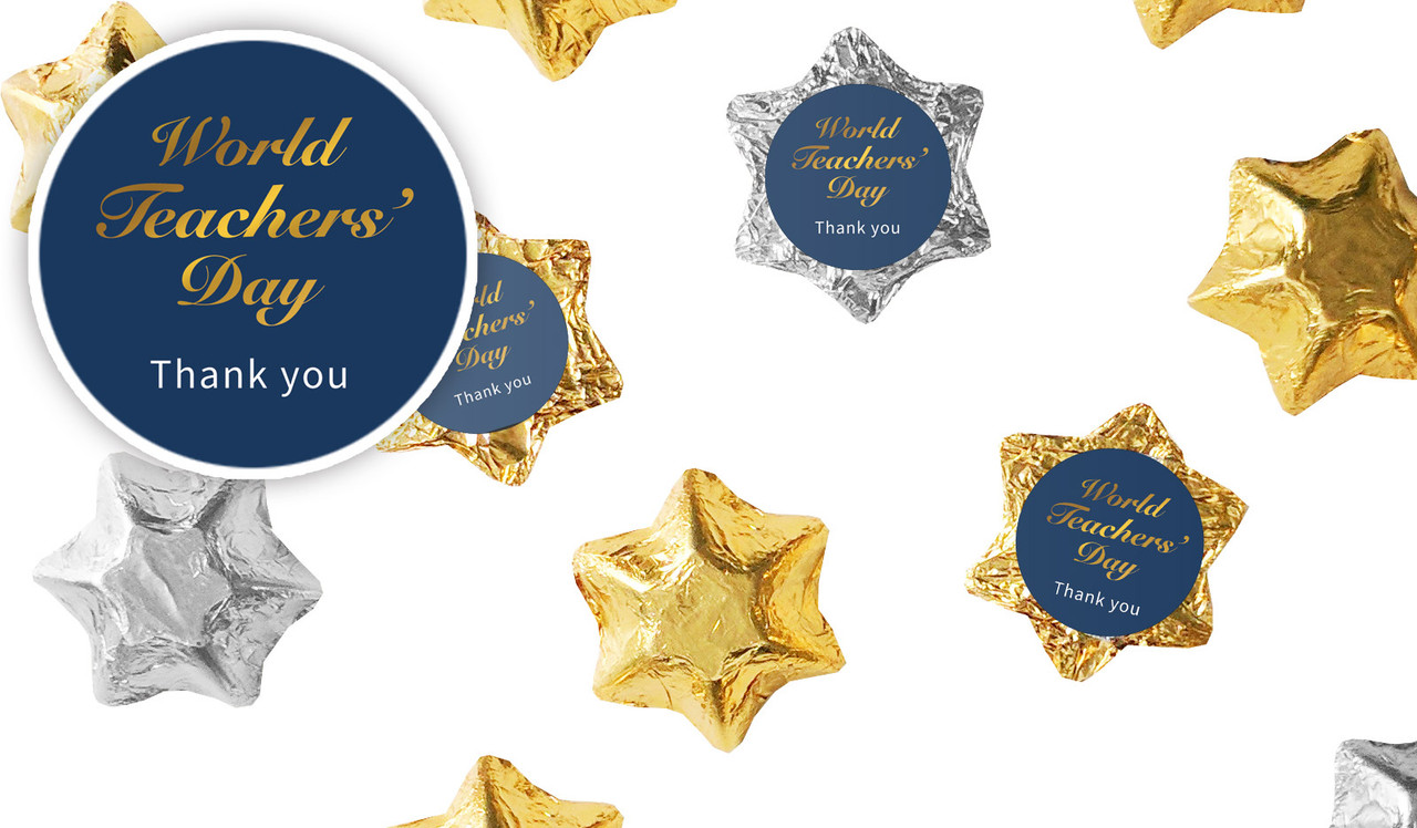 Simple Blue Personalised Foil Chocolate Stars