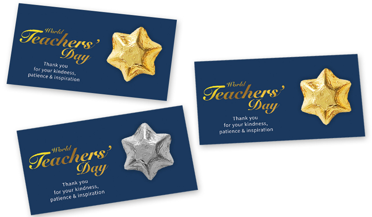 Simple Blue Personalised Teachers Day Star Card