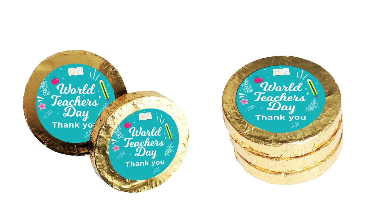 Fun Teachers Day Chocolate Coins (Gold Or Silver)