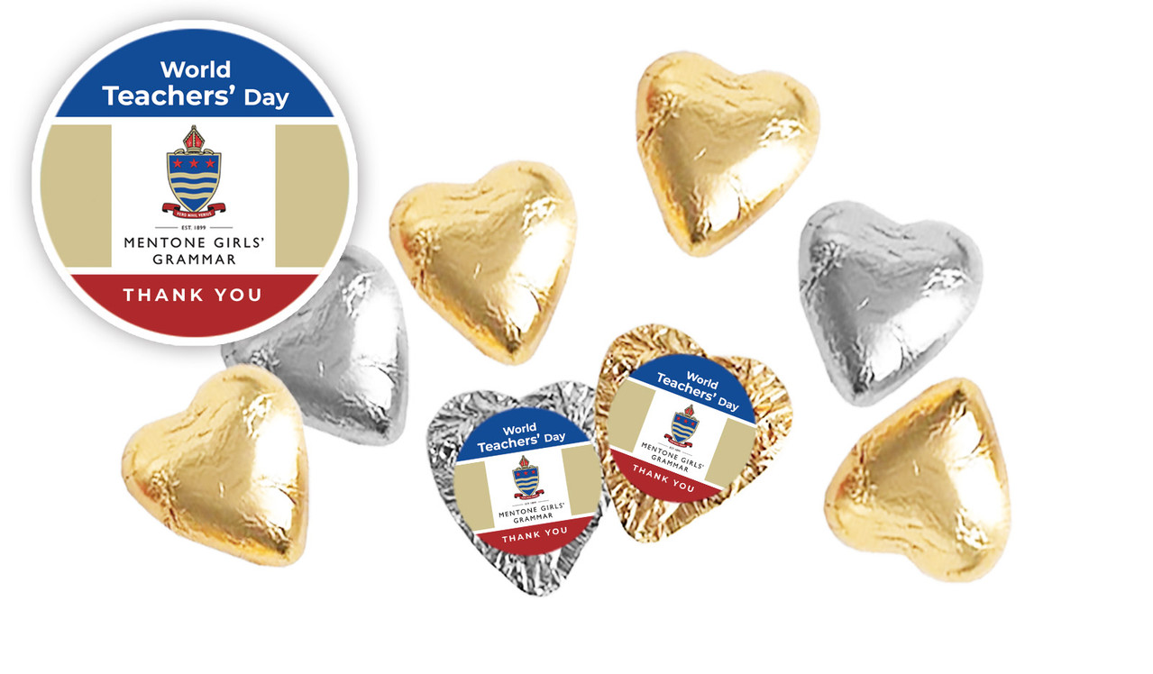 School Colours Personalised Teachers Day Chocolate Hearts