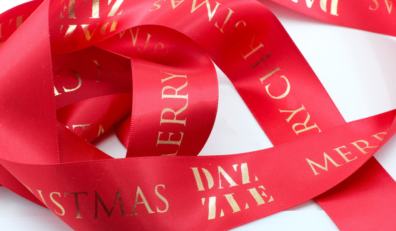 Trajan Christmas Personalised Ribbon (1 Metre x 38mm)