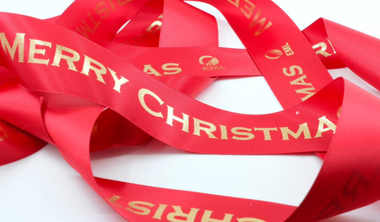 Copperplate Christmas Personalised Ribbon (1 Metre x 38mm)