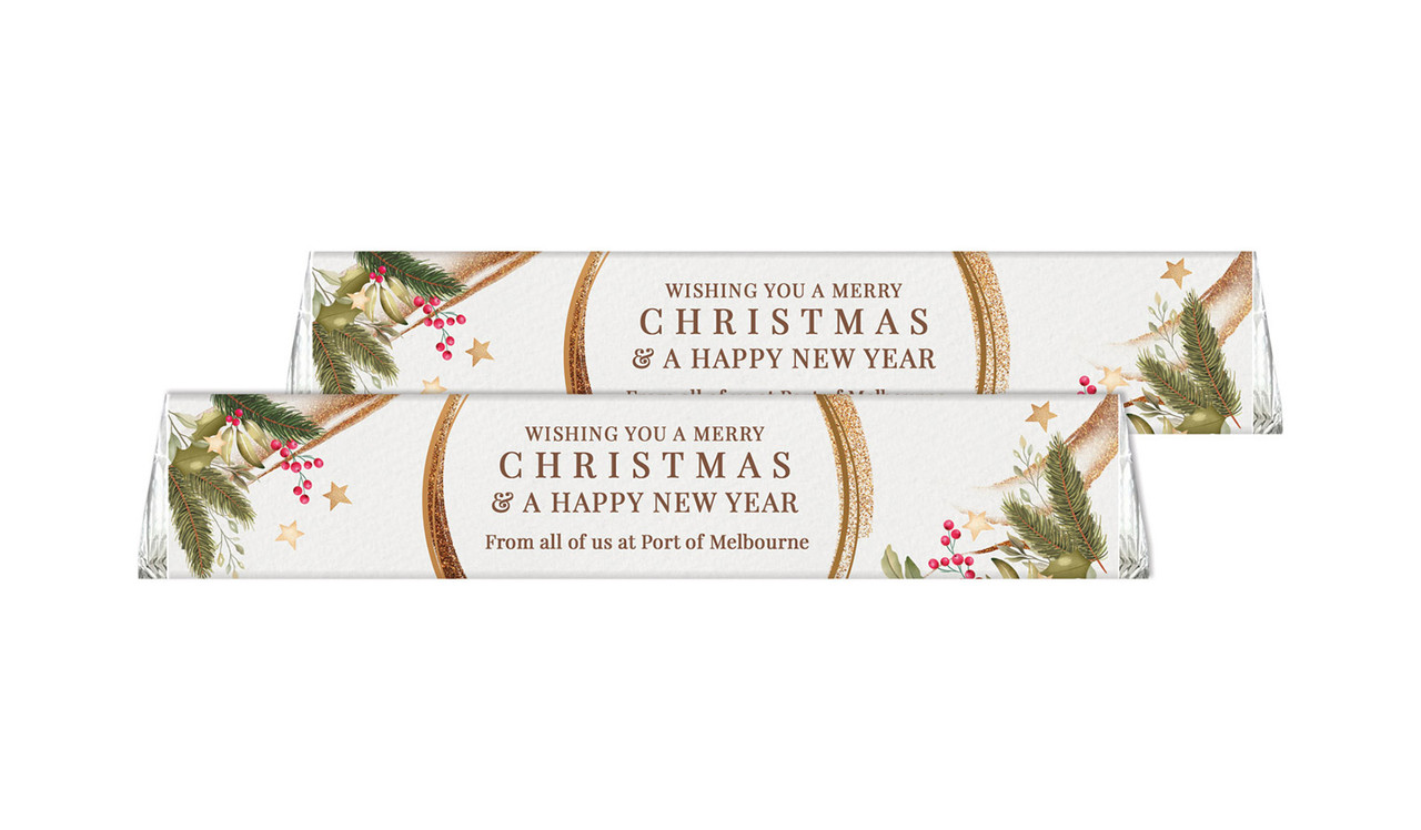 Golden Wreath Christmas Personalised Toblerone Bar 50g